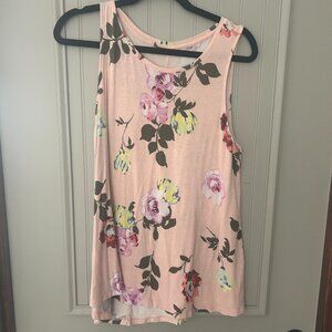 Pink Floral Women's Apt 9 Tank Top Blouse Size Large